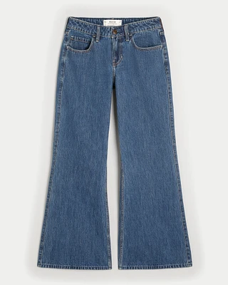 Low-Rise Dark Wash Baggy Flare Jean