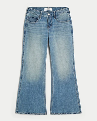 Low-Rise Medium Wash Baggy Flare Jeans