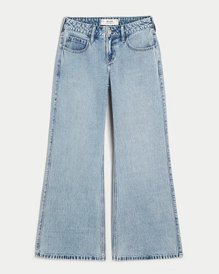 Low-Rise Light Wash Baggy Flare Jeans