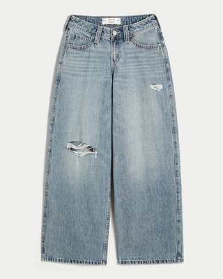 Curvy Low-Rise Ripped Medium Wash Super Baggy Jeans