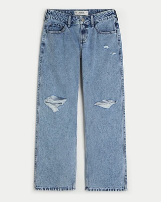 Curvy Low-Rise Ripped Medium Wash Baggy Jeans