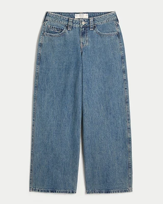 Curvy Low-Rise Medium Wash Shell Embroidery Super Baggy Jeans