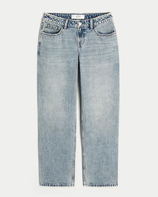 Low-Rise Medium Wash Loose Jeans