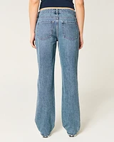 Low-Rise Distressed Medium Wash Loose Jeans