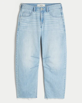 Low-Rise Light Wash Tapered Baggy Ankle Jeans