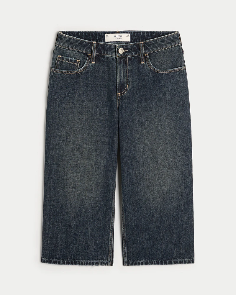 Low-Rise Dark Wash Capri Jeans