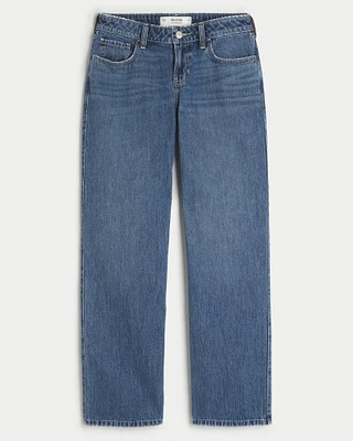 Low-Rise Medium Wash Loose Jeans