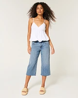 Low-Rise Medium Wash Capri Jeans