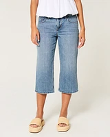 Low-Rise Medium Wash Capri Jeans