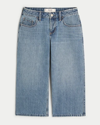 Low-Rise Medium Wash Capri Jeans