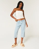 Low-Rise Light Wash Capri Jeans