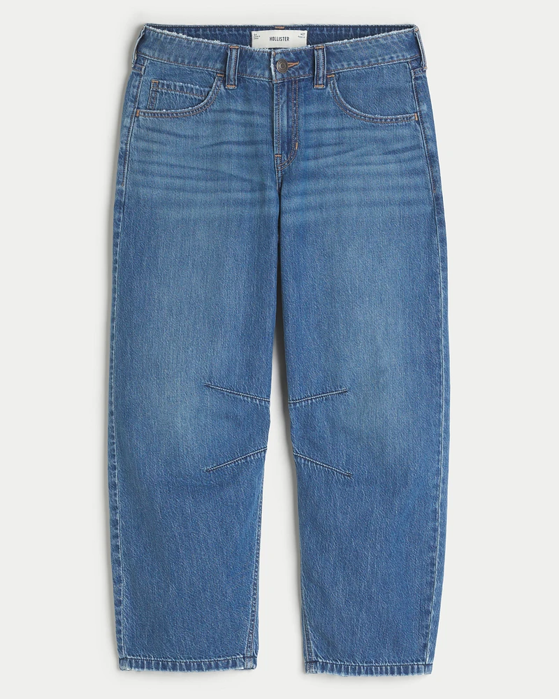 Low-Rise Medium Wash Tapered Baggy Ankle Jeans