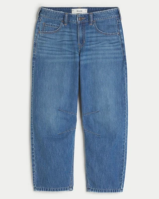 Low-Rise Medium Wash Tapered Baggy Ankle Jeans