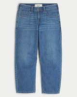 Low-Rise Medium Wash Tapered Baggy Ankle Jeans