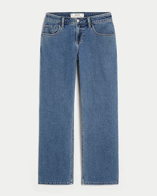 Low-Rise Medium Wash Relaxed Straight Jeans