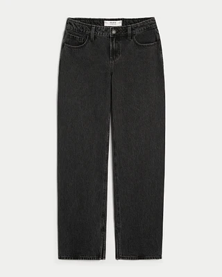 Low-Rise Washed Black Loose Jeans