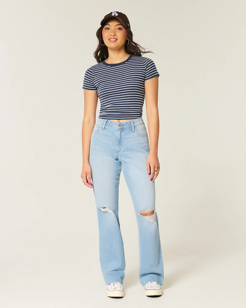 Curvy High-Rise Ripped Light Wash Dad Jeans