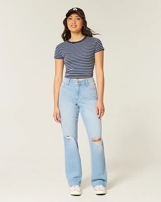Curvy High-Rise Ripped Light Wash Dad Jeans