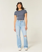 Curvy High-Rise Ripped Light Wash Dad Jeans