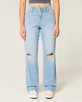 Curvy High-Rise Ripped Light Wash Dad Jeans