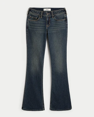 Low-Rise Dark Wash Embroidered Boot Jeans