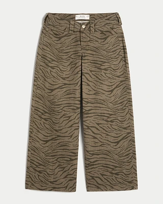 Low-Rise Zebra Pattern Super Baggy Jeans