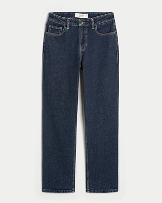 High-Rise Dark Wash Straight Jeans