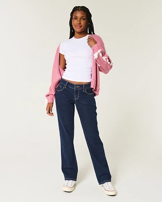 Low-Rise Dark Wash Straight Jeans