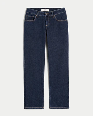 Low-Rise Dark Wash Straight Jeans