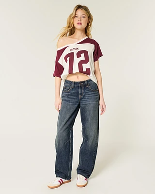 Low Rise Dark Wash Barrel Jeans