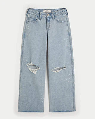 Low-Rise Light Wash Ripped Super Baggy Jeans