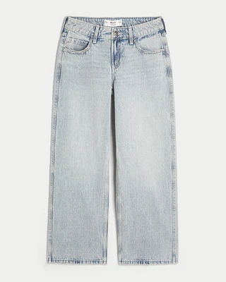 Low-Rise Light Wash Studded Baggy Jeans