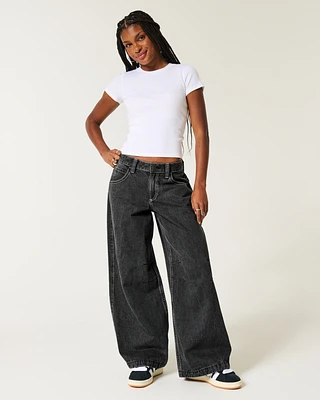 Low-Rise Washed Black Extreme Baggy Jeans