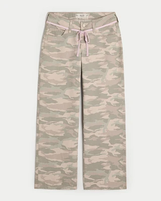 Low-Rise Pink Shoelace Camo Baggy Jeans