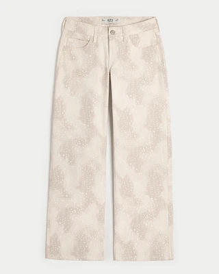 Low-Rise Doe Print Baggy Jeans