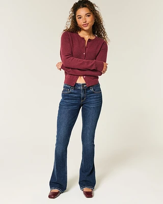 Low-Rise Dark Wash Shine Pockets Boot Jeans