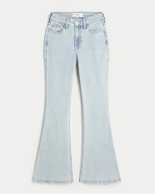 High-Rise Light Wash Heart Stitch Flare Jeans