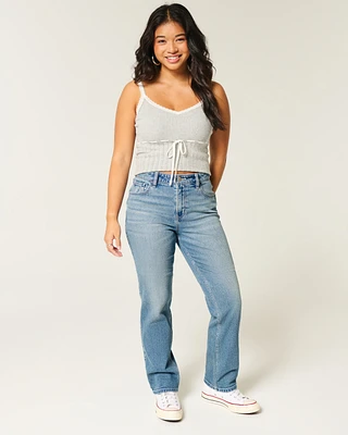 High-Rise Medium Wash Straight Jeans