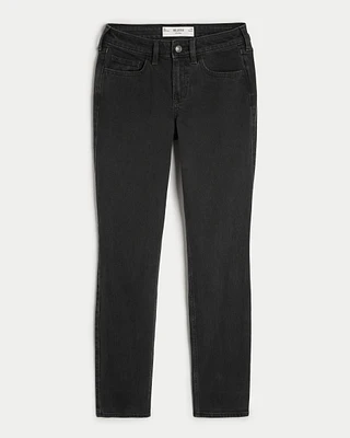 Mid-Rise Washed Black Skinny Jeans