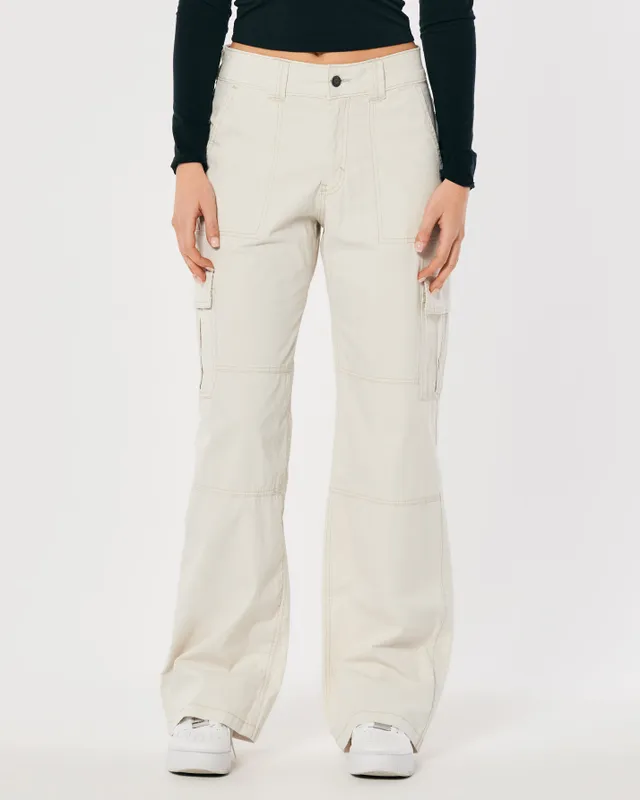 Hollister High-Rise Poplin Baggy Cargo Pants