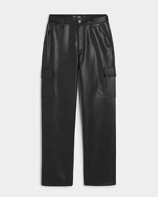 Ultra High-Rise Vegan Leather Cargo Dad Pants