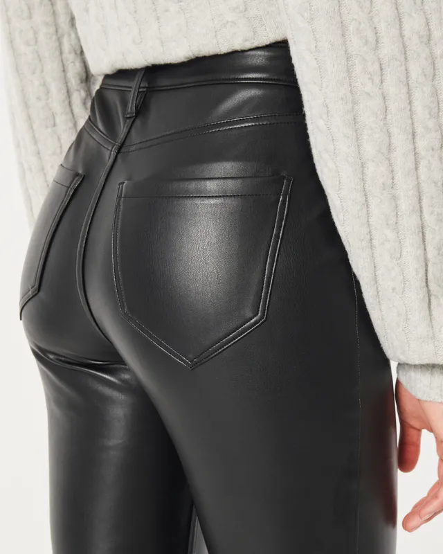 EPTM Jalen Black Vegan Leather Flare Pants