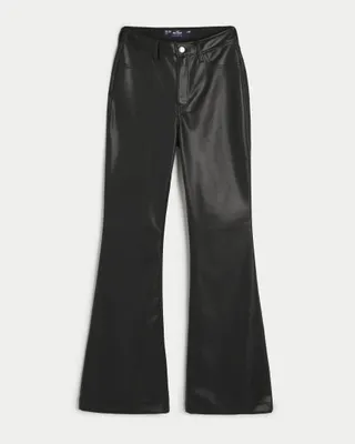 Ultra High-Rise Vegan Leather Flare Pants