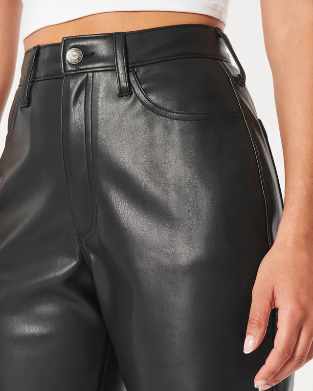 Women's Ultra High-Rise Vegan Leather Cargo Dad Pants