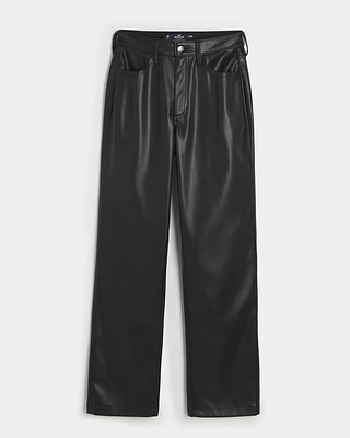 Ultra High-Rise Vegan Leather Dad Pants