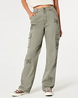 Ultra High-Rise Butterfly Pattern Cargo Dad Pants