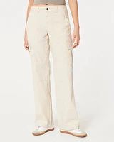 High-Rise Poplin Baggy Cargo Pants