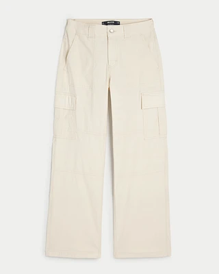 High-Rise Poplin Baggy Cargo Pants