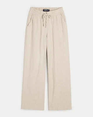 Adjustable Rise Pull-On Linen-Blend Baggy Pants