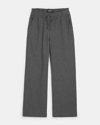 Adjustable Rise Pull-On Linen Blend Baggy Pants